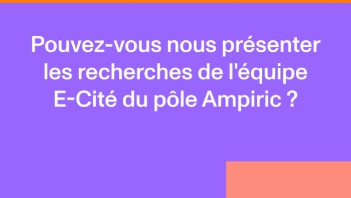Présentaiton de l'équipe pilote E-Cité