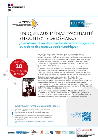 Journée d'étude EMC : Eduquer aux médias d'actualité en contexte de défiance