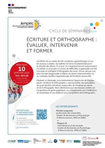 Cycle de séminaires : Ecriture et orthographe