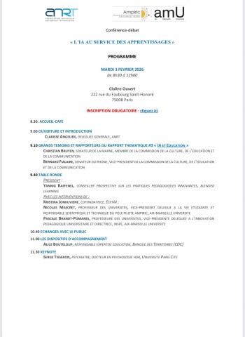 Conférence-débat « L’IA AU SERVICE DES APPRENTISSAGES »