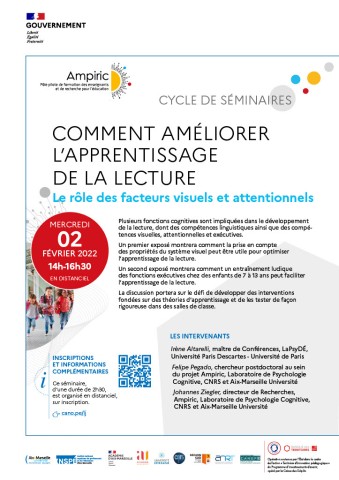 Cycle de séminaires Ampiric "comment améliorer l'apprentissage de la lecture" le 2 février 2023